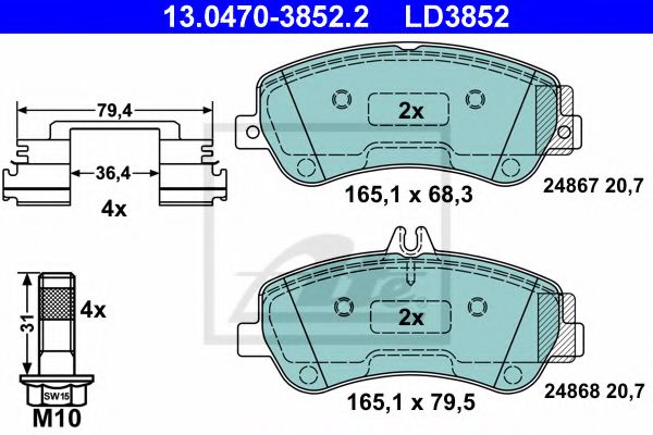 13047038522 ATE колодки пер ceramic mb glk x204 4-matic 08