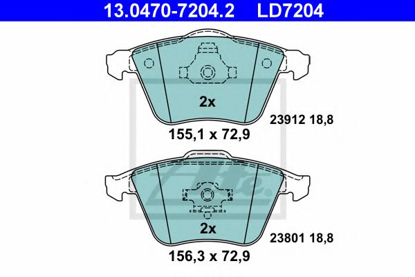 13047072042 ATE колодки пер ceramic volvo s40 iiv50 opel vectra c