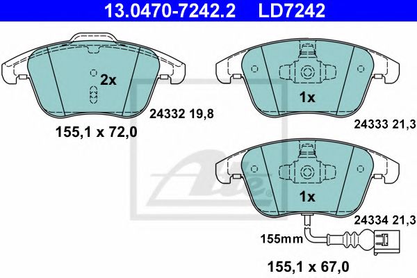 13047072422 ATE колодки пер ceramic vw tiguan 07-&gt,