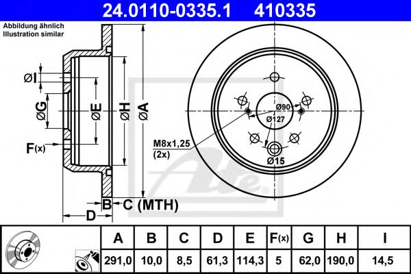 24011003351 ATE Диск тормозной LEXUS IS 05- задн. 291 мм.