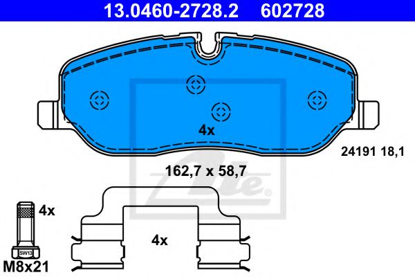 13046027282 ATE колодки пер.land rover discovery iii, rangerover 2004>