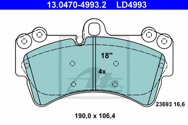 13047049932 ATE Колодки тормозные VAG/PORSCHE Q7/POSCHE 02- передн. Ceramic