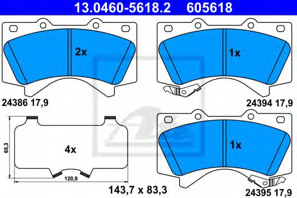 13046056182 ATE Колодки тормозные TOYOTA LANDCRUISER 08- перед.