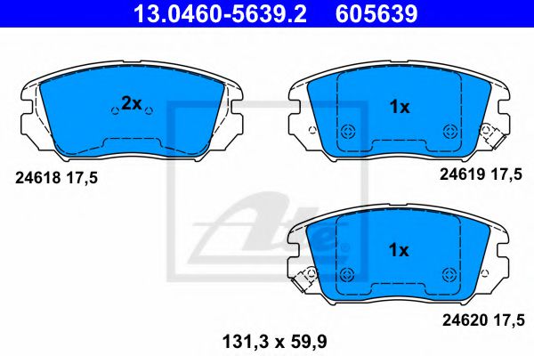 13046056392 ATE к-т колодки hyu sonata 2.4-3.3i2.0crdi2.2crdi 05- пер