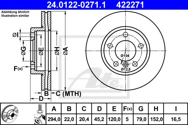 24012202711 ATE Диск тормозной 24.0122-0271.1