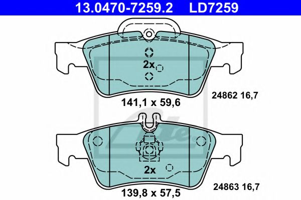 13047072592 ATE Колодки зад.Mercedes W211 2003=> (CERAMIC)