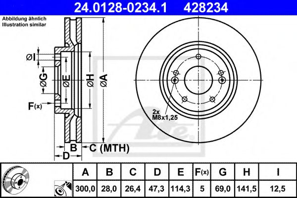 24012802341 ATE Диск торм. пер. HYUNDAI i3