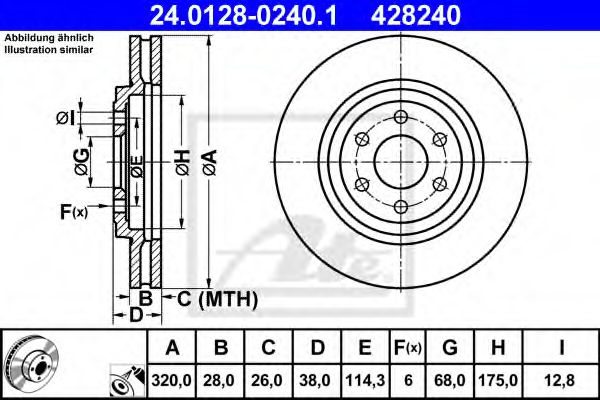 24012802401 ATE Диск тормозной NISSAN PATHFINDER/NAVARA 05- передн.