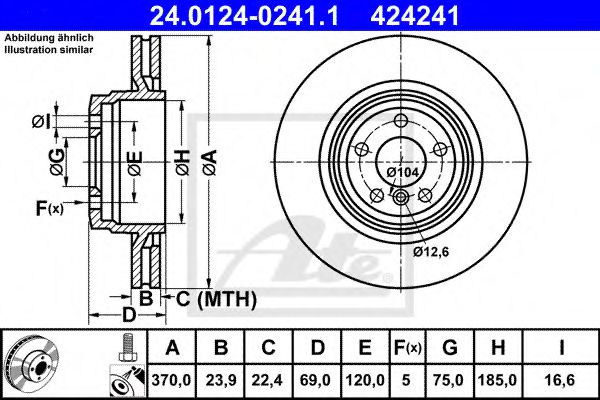 24012402411 ATE Диск торм. зад. bmw  f01,f02,f03,f04,f07 09=>