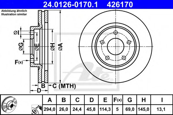 24012601701 ATE Диск торм. mitsubishi asx, dodge caliber