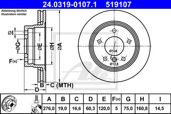 24031901071 ATE тормозной диск зад bmw e46 power disk