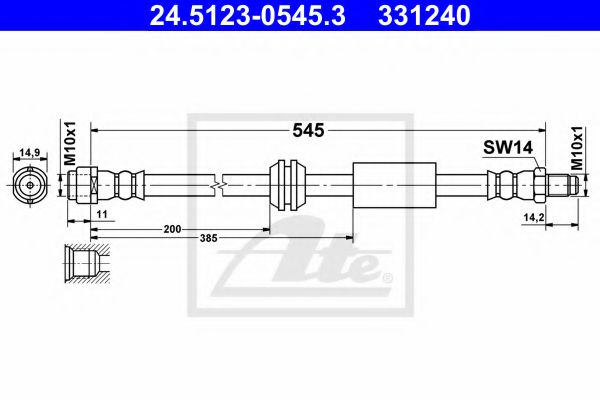 24512305453 ATE Шланг тормозной MB GL(X164)/ML(W164) 06- передн.