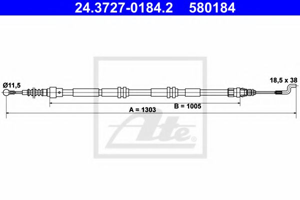 24372701842 ATE Трос руч.тормоза VW T5  L133мм