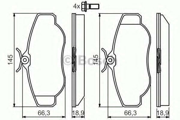 0986424565 BOSCH Колодки тормозные LAND ROVER DISCOVERY 98-4RANGE ROVER 88-2 передние