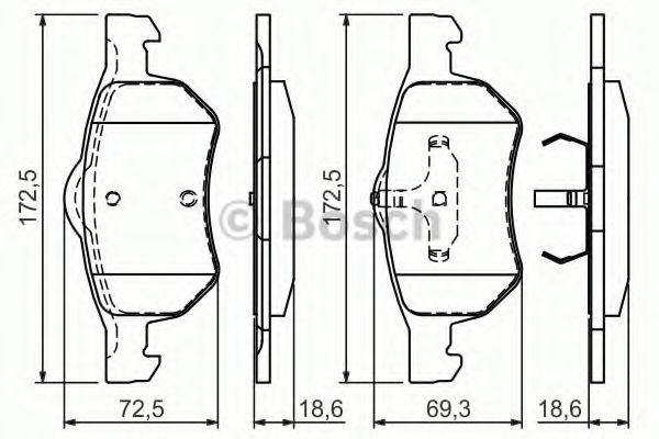 0986424668 BOSCH Колодки тормозные CHRYSLER VOYAGERDODGE CARAVAN - передние