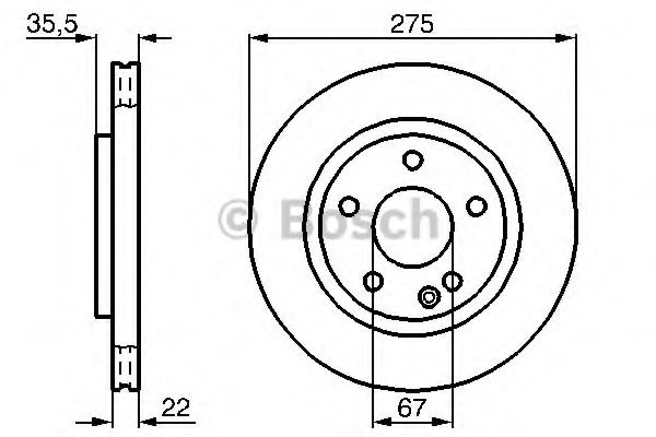 0986478474 BOSCH Тормозной диск передний 67 276x22 мин толщ 19.4мм отв.5 (кол-во в упак 2)