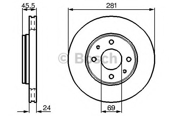 0986478493 BOSCH Диск тормозной MITSUBISHI CARISMA >3 R15VOLVO S4V4 передний вент.