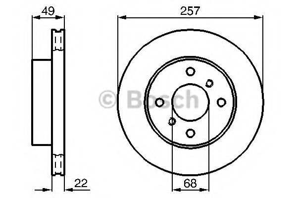 0986478567 BOSCH Диск тормозной NISSAN ALMERA/PRIMERA -01 перед.вент.