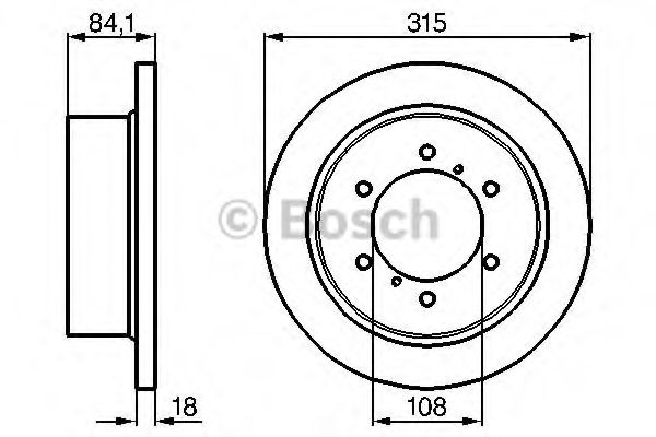 0986478713 BOSCH тормозной диск задний 86 315x18 мин толщ 9.7мм отв.4 (кол-во в упак 1)