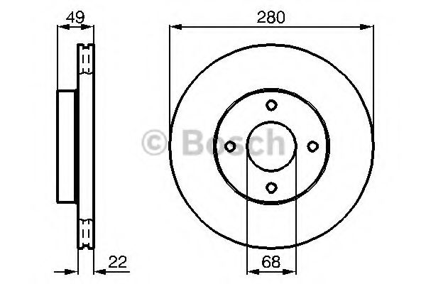 0986478728 BOSCH диск торм. пер. nissan almeraprimera 1.5-2.2d 98>c abs