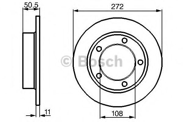 0986478746 BOSCH тормозной диск передний 108 272x11 мин толщ 10мм отв.5 (кол-во в упак 2)