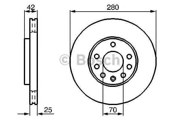 0986478883 BOSCH Тормозной диск передний 280мм малый