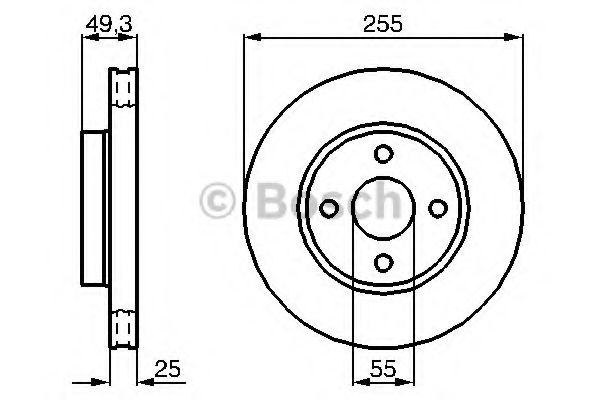 0986479084 BOSCH Диск тормозной TOYOTA COROLLA (E12) 1.2-5.4 передний вент.