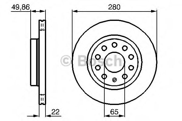 0986479098 BOSCH Диск торм.пер.вент.A3G5CADDY(DF4294)