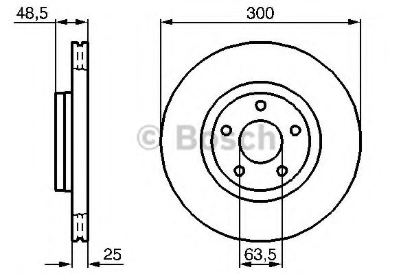 0986479171 BOSCH Диск тормозной FORD FOCUS II 4>VOLVO S4V5 4>передний вентилируемый