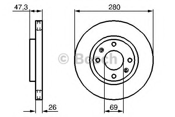 0986479229 BOSCH Диск торм.пер. HYUNDAI ELANTRASONATA