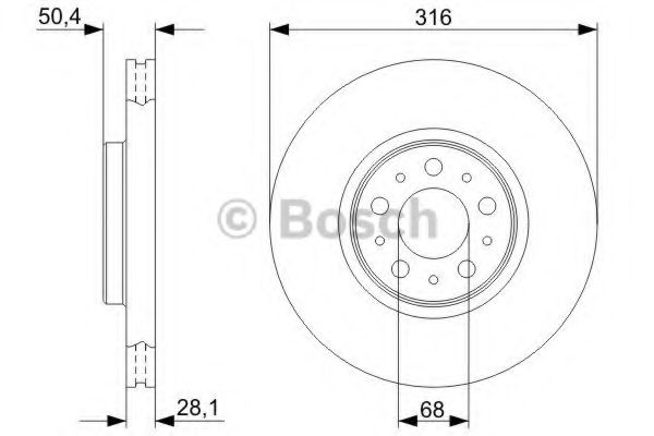 0986479322 BOSCH Диск торм.пер. VOLVO S6V7XC9