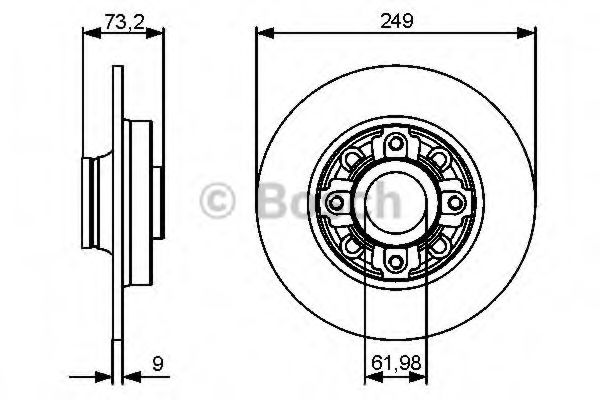 0986479400 BOSCH Диск торм.зад.PEU.38 1.4-1.6 16v