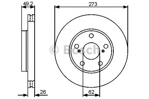 0986479425 BOSCH Диск торм.пер. TOYOTA AURIS 1.6 9-