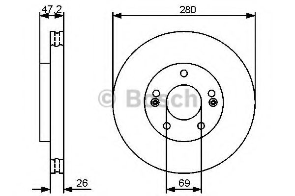 0986479460 BOSCH Диск тормозной HYUNDAI I30/IX20/CEED/VENGA 07- перед.вент.