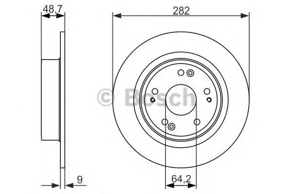 0986479738 BOSCH диск тормозной honda accord 08- задний d282мм.