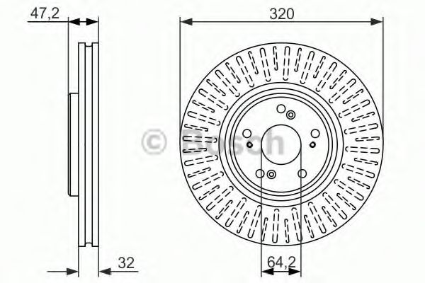 0986479741 BOSCH Диск тормозной honda accord 2.4 08- передний вент.d320мм.