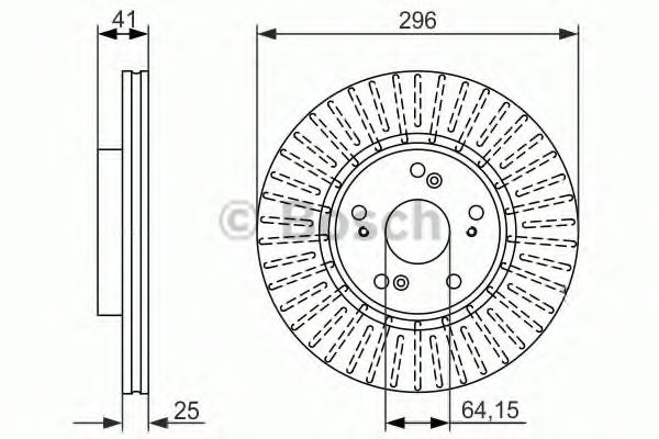0986479744 BOSCH диск тормозной honda accord 2.0-2.2 08- передний вент.d296мм.