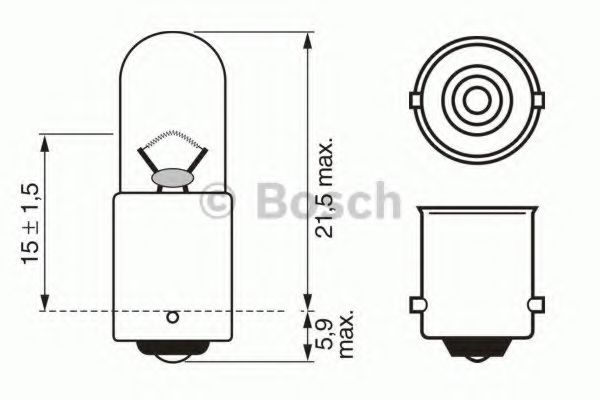 1987302512 BOSCH лампа t4w trucklight 4 w 24 v ba9s