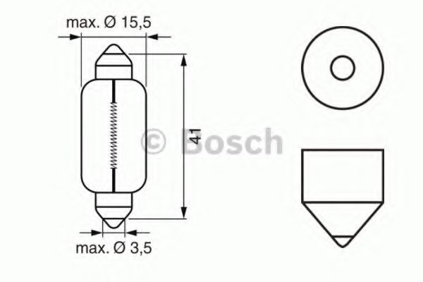 1987302238 BOSCH лампа pure light - standard 15 w 12 v sv8,5-8