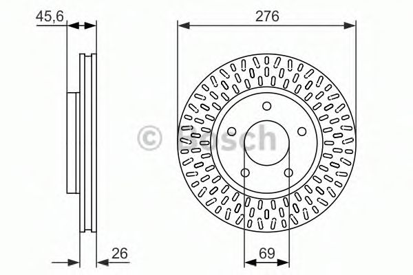 0986479783 BOSCH Диск тормозной mitsubishi lancer 08-dodge caliber 06- передний вент.d276мм.