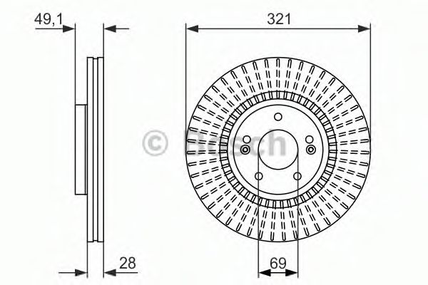 0986479786 BOSCH ТОРМОЗНОЙ ДИСК ПЕРЕДНИЙ