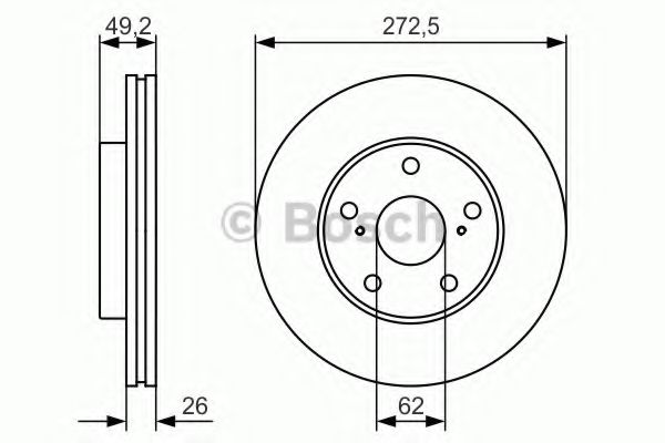 0986479R45 BOSCH диск тормозной toyota auris 07- (пр-во великобритания) передний вент.d273мм.