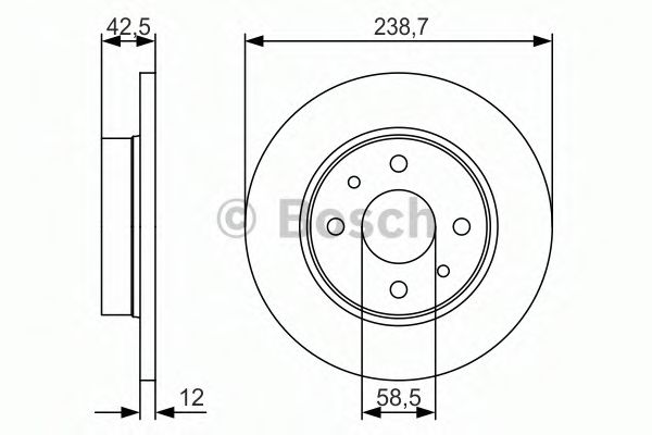 0986479R61 BOSCH диск торм.пер. Lada Samara