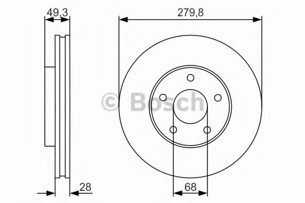 0986479R90 BOSCH ТОРМОЗНОЙ ДИСК ПЕРЕДНИЙ