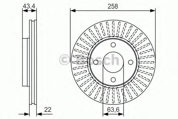 0986479R64 BOSCH ТОРМОЗНОЙ ДИСК ПЕРЕДНИЙ