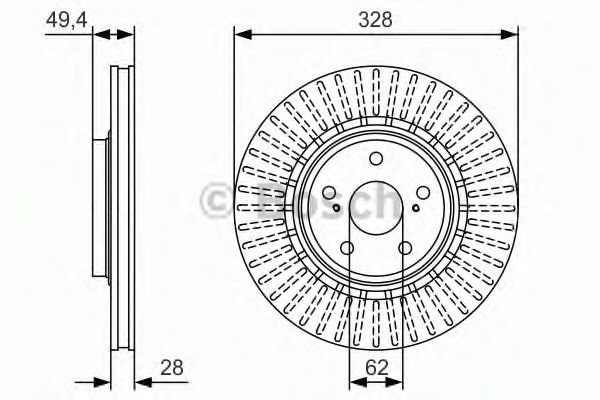 0986479T00 BOSCH Диск тормозной передний D=328 мм Bosch