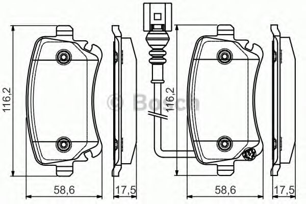 0986495094 BOSCH Колодки тормозные задние дисковые 117*59 VAG с датчиком износа Bosch