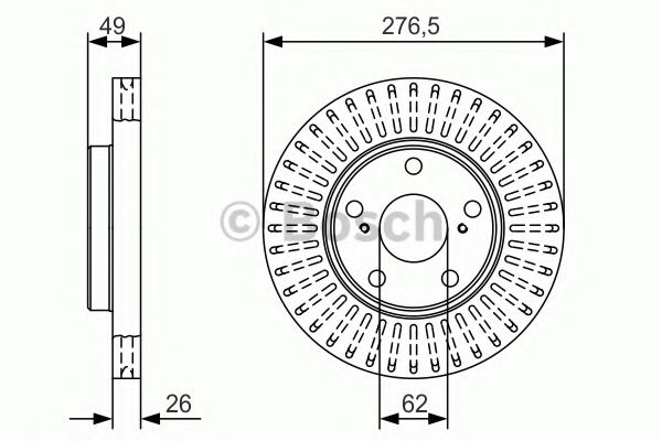 0986479A62 BOSCH Диск торм.пер. Toyota Auris 12- Corolla 13-