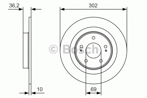 0986479B04 BOSCH Диск тормозной mitsubishi outlanderasx 12- задний