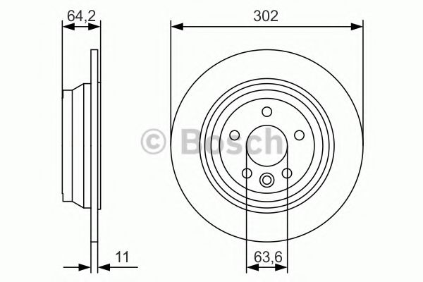 0986479B19 BOSCH Диск тормозной land rover freelander задний d302мм